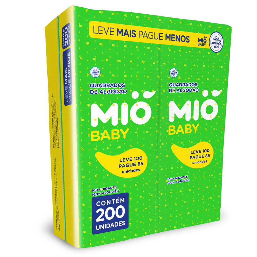 Algodão Mió Baby Quadrado 200 Unidades
