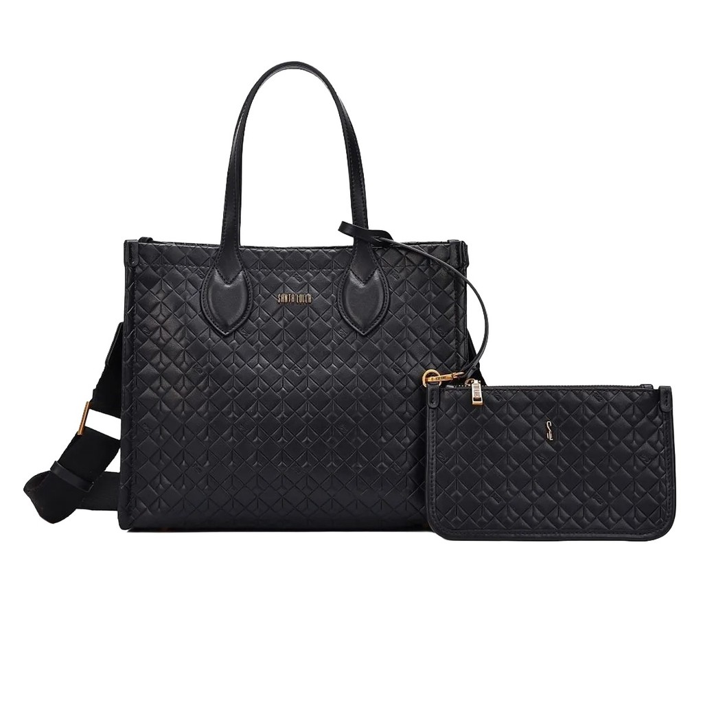 BOLSA SANTA LOLLA KIT TOTE SOFT E CLUCTCH PRETA