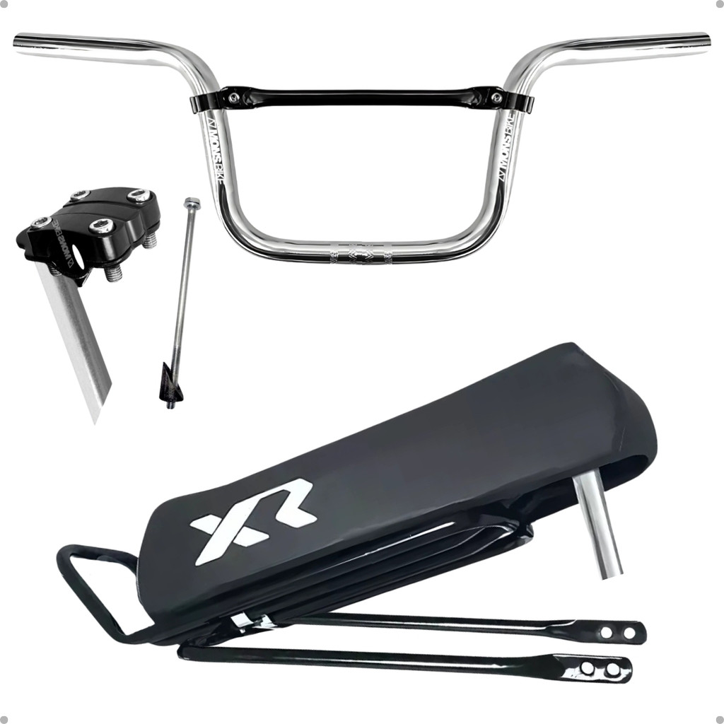 Banco Caloi Xr + Garupa Bagageiro + Guidão Tipo Moto + Mesa + Barrinha Bike Aro 20 24 26 Motorizada
