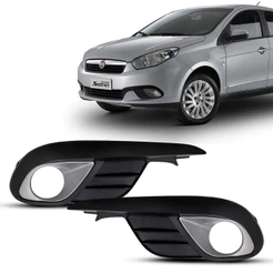 Par Moldura Grade Farol Milha Fiat Grand Siena 2012 2013 2014 2015 2016 2017 2018 2019 2020 2021 Prata
