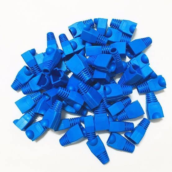 Capa Protetora Azul para Cabo de Rede RJ45 Kit com 10/20/30/50 Peças