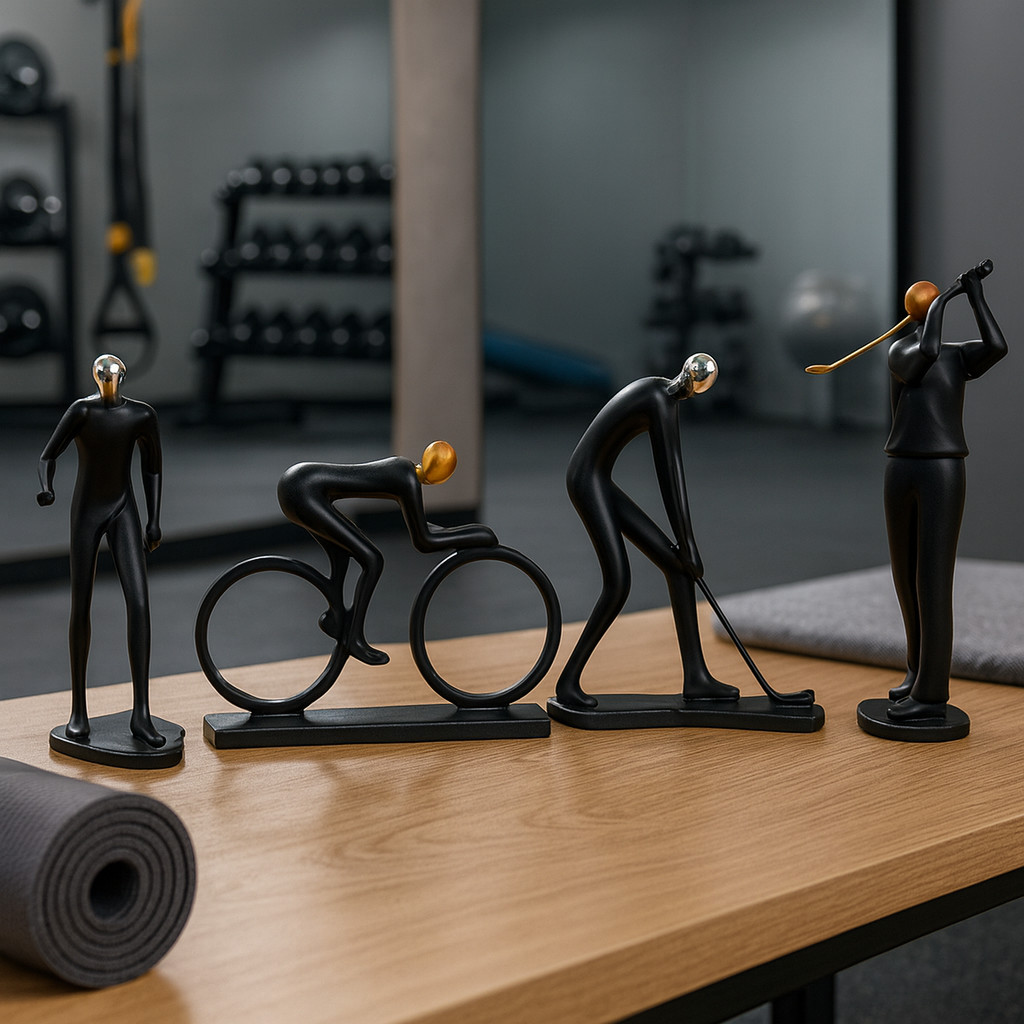 Estátuas Decorativas em Resina Dourado Prata/Preto em Oferta na Shopee