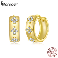 Bamoer Original 925 Brincos De Prata Esterlina Trevo De Quatro Folhas Moissanite Jóias Presente Feminino