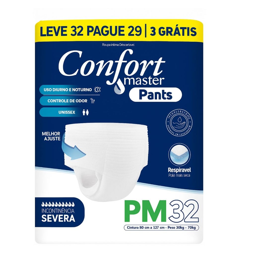 Fralda Descartavel Geriatrica Adulto Confort Master Pants P/M  32 UNIDADES Incontinência Severa em Oferta na Shopee