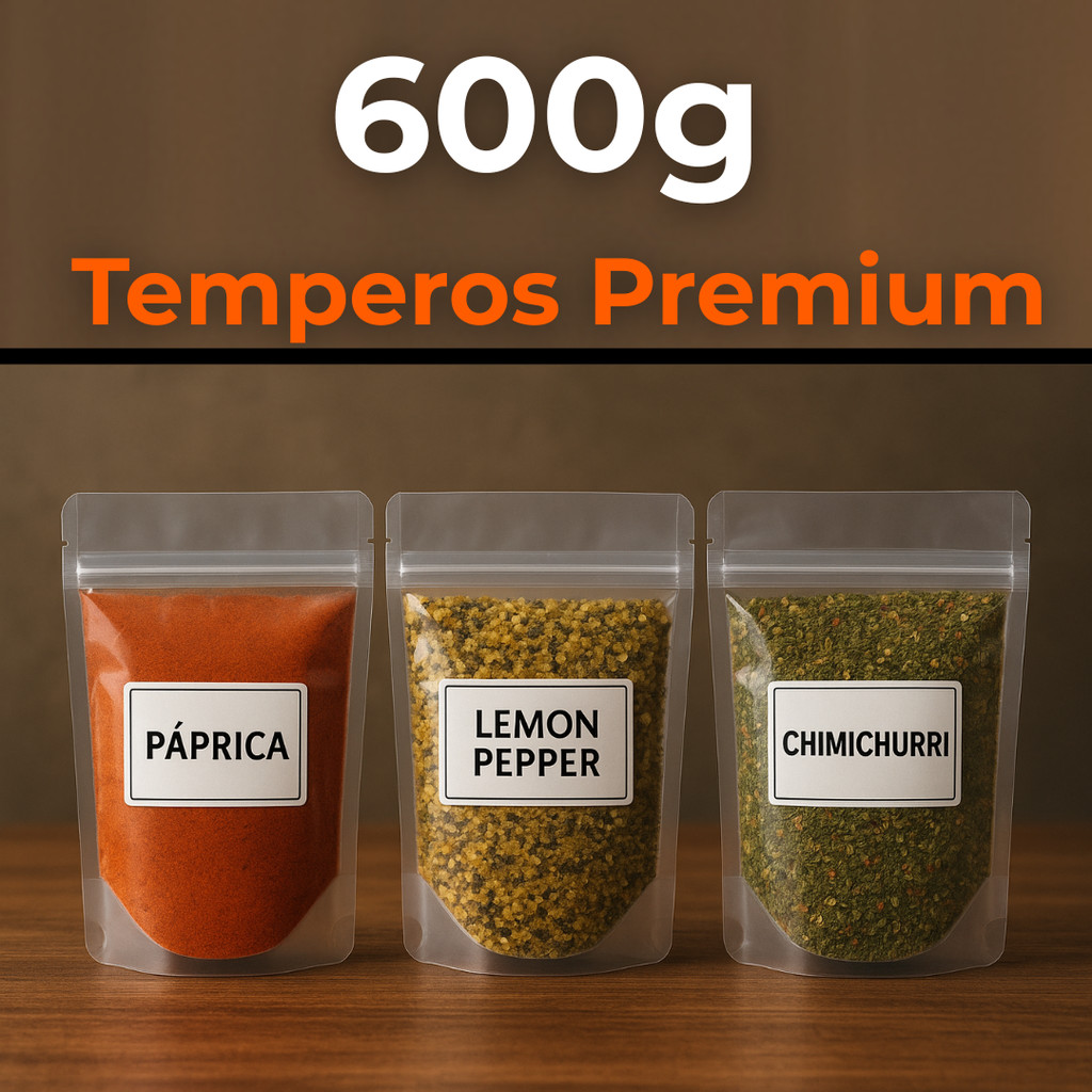 Kit de Temperos 600g – Lemon Pepper, Páprica Defumada, Chimichurri – Premium Gourmet em Oferta na Shopee