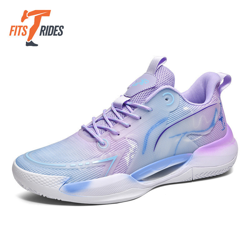 Tênis de Basquete Leve Tênis de Vôlei Amortecimento Roxo Masculino Feminino Respirável Tênis Esportivos Antiderrapante