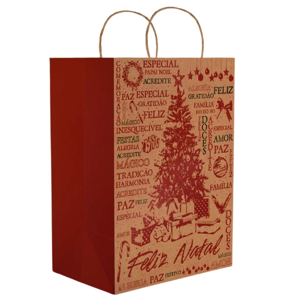 Detalhes do 30 SACOLA NATAL  PP 12X12X25 - NATAL ESSENCIA  KRAFT 5661 (NATAL 2025 IDEIA)