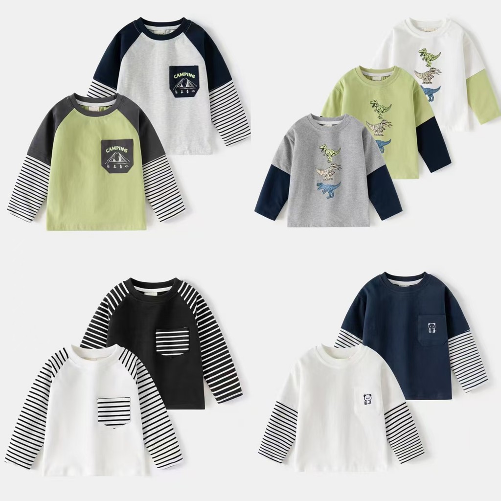 Meninos roupas infantis roupas infantis outono novas roupas infantis de manga comprida camiseta meninos camisa de fundo 