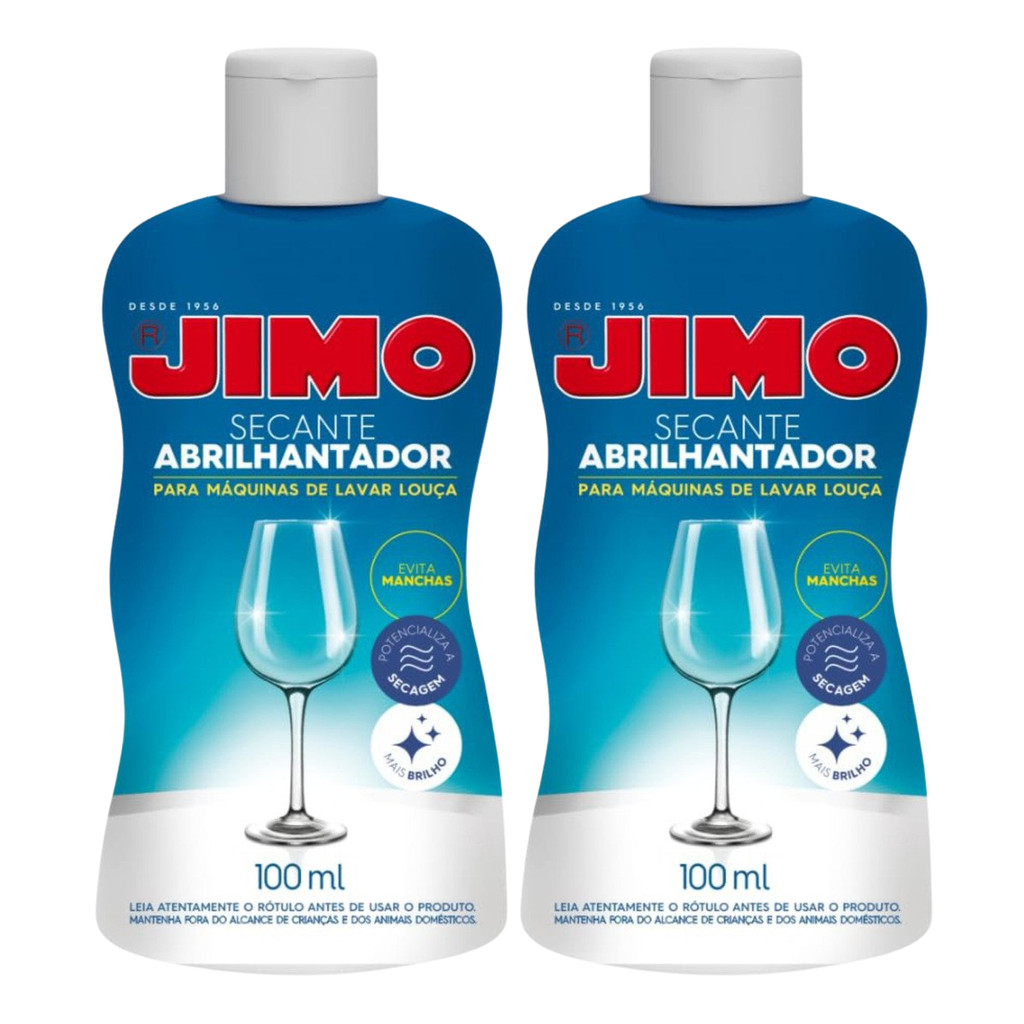 Imagem Jimo Secante Lava-Louças 2 Frascos 100ml Cada Para Brilho Sem Manchas