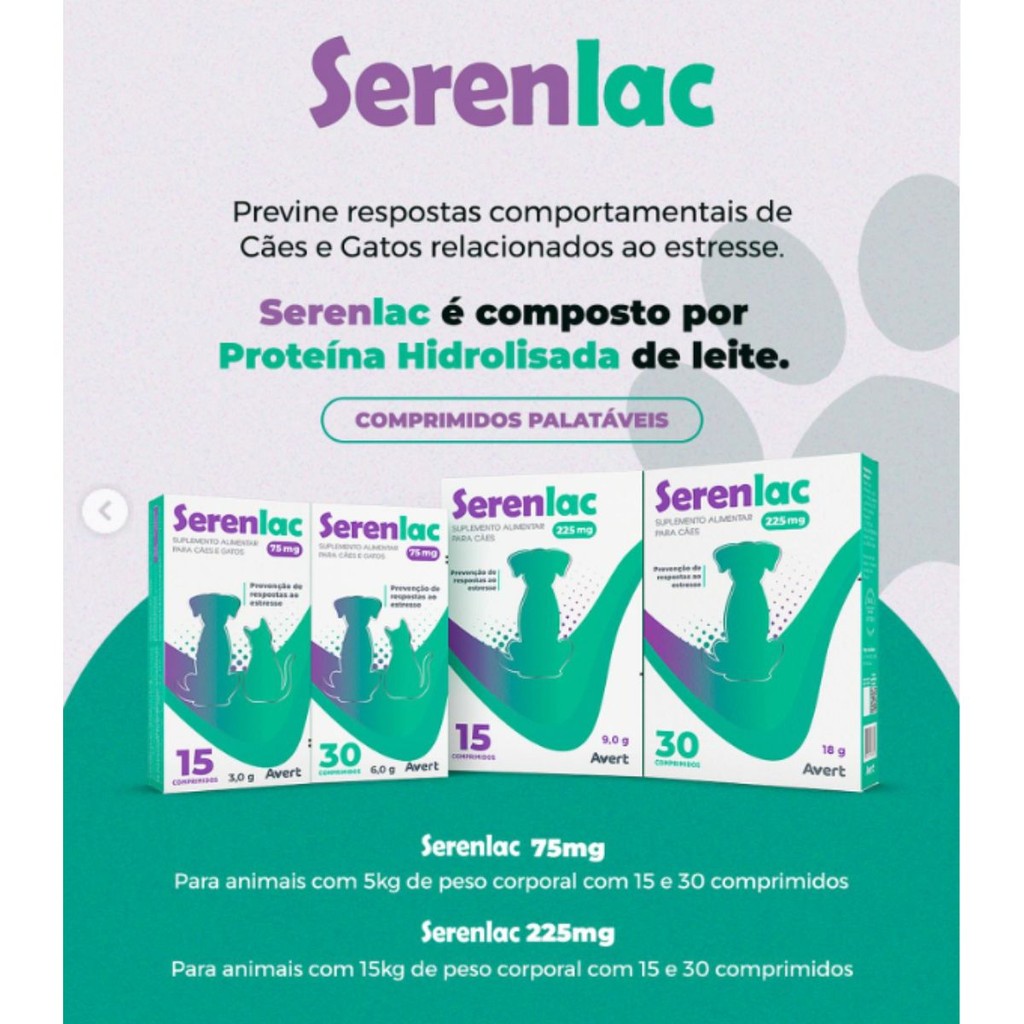 Detalhes do Serenlac 225mg Suplemento Alimentar 15 comprimidos - Avert