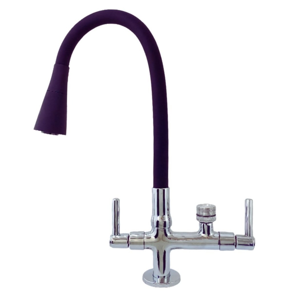 7142 Torneira Gourmet Bancada Cozinha Tubo Preto Cone Flexível P/ Filtros 1/4 ou Purificadores 1/2