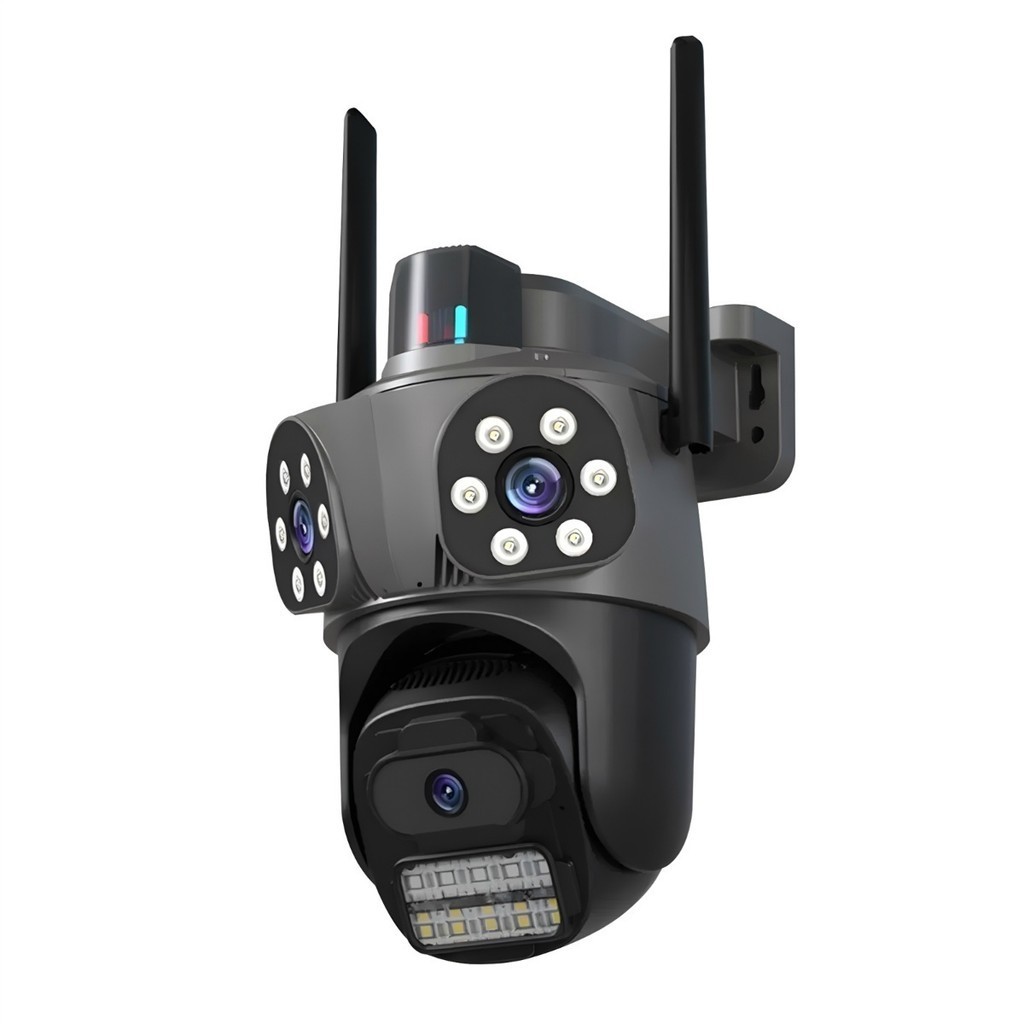 Câmera de Segurança Externa 4K Wi-Fi 360° 3 Lentes, Zoom Óptico, IA, Visão Noturna, À Prova d’Água