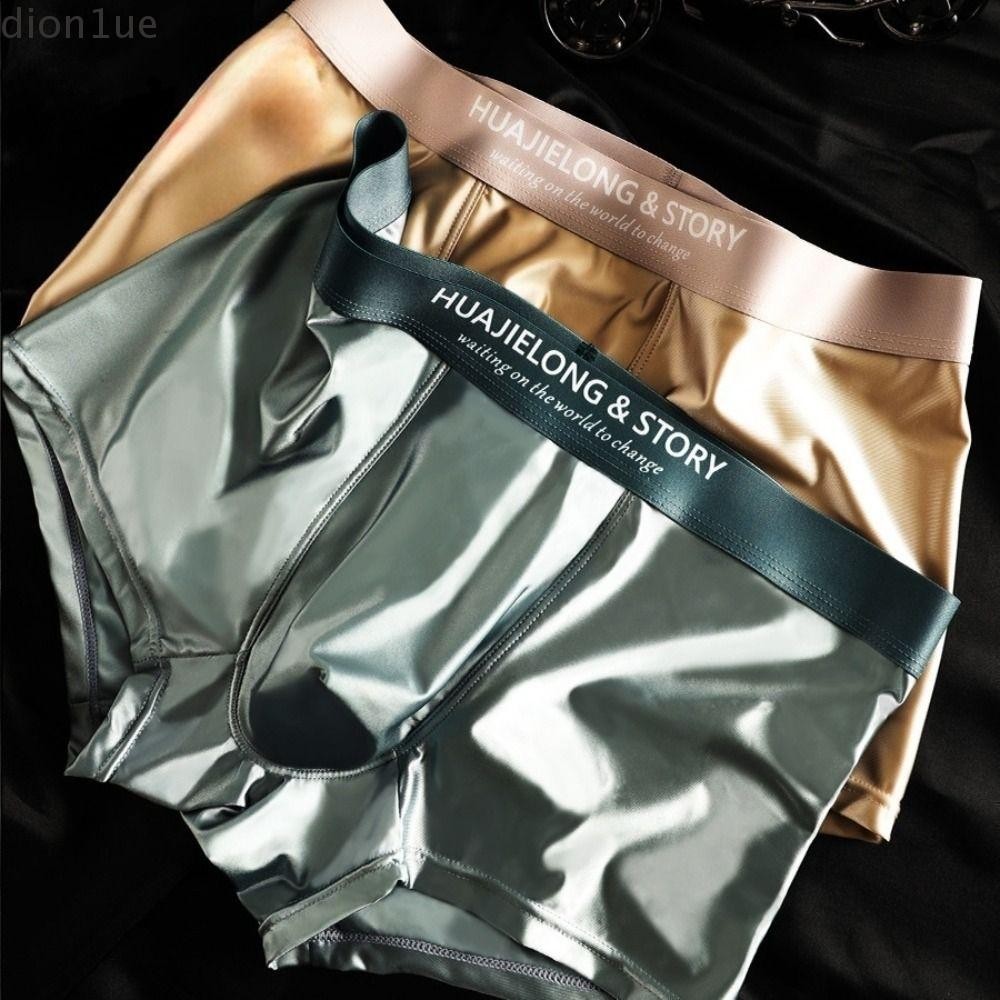 DION1UE Boxers De Seda Gelada , Cuecas Boxer De Cetim Fino De Cintura Média , Roupa Íntima De Lingerie Sem Costura Para em Oferta na Shopee