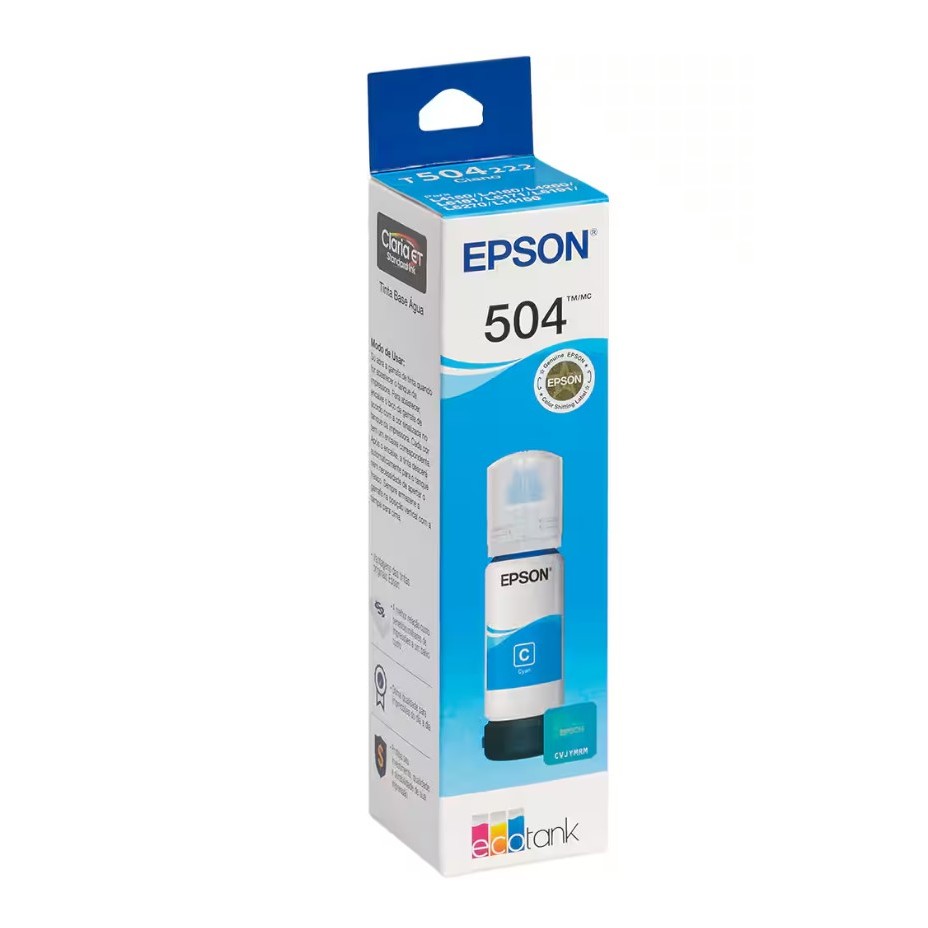 Refil Tinta Epson T504 Ciano