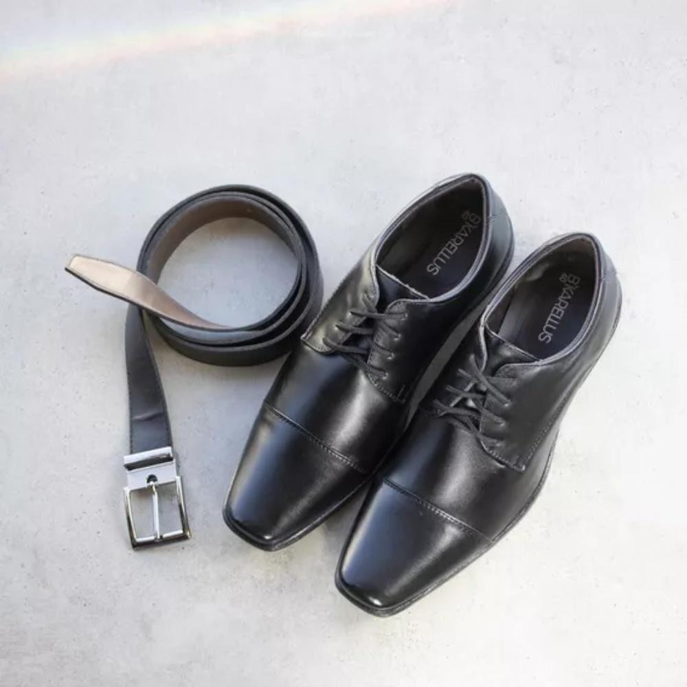 Sapato Social Masculino Social Trabalho Dia a Dia Com Cinto Casual Couro Sintético
