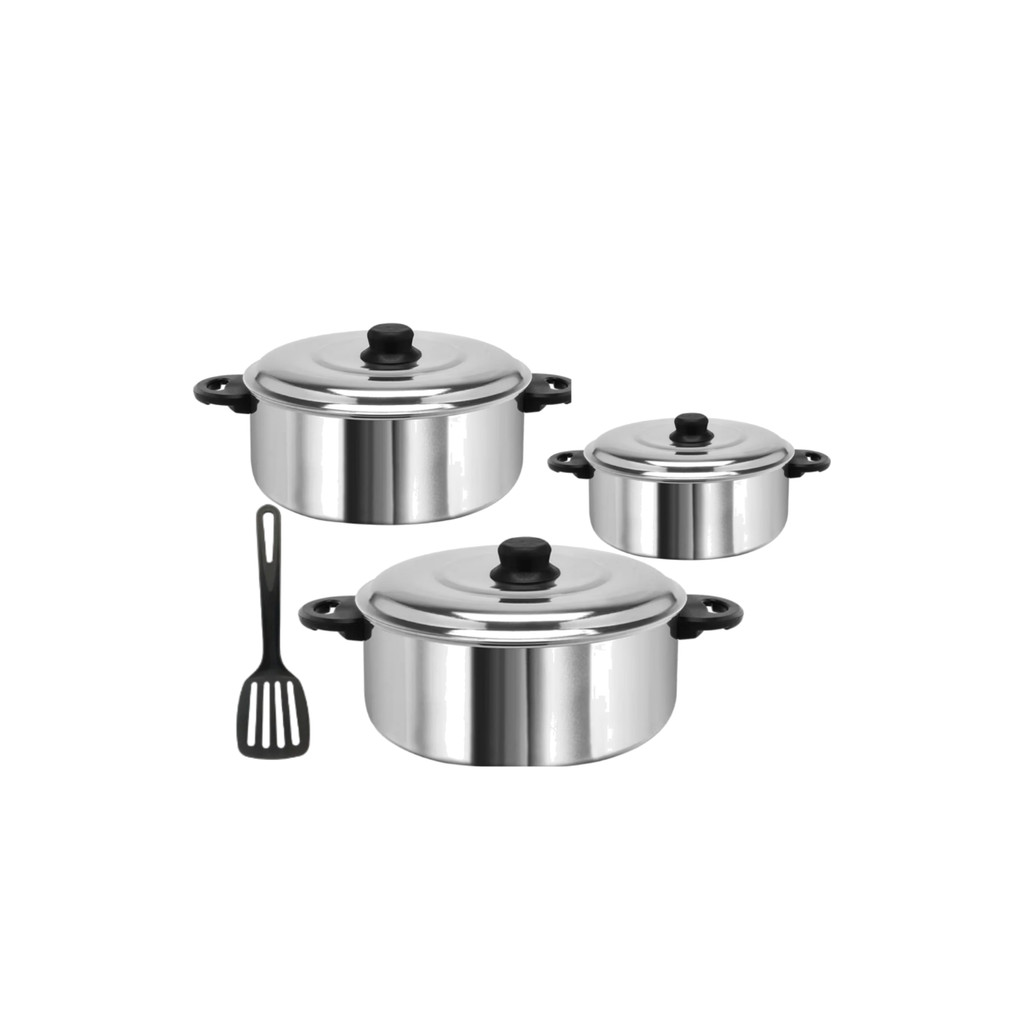 Kit Panelas 3 Caçarolas  Alumínio Grosso Polido 1 Espatula N. 18 e N. 16 N. 14, em Oferta na Shopee