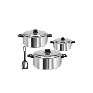 Kit Panelas 3 Caçarolas  Alumínio Grosso Polido 1 Espatula N. 18 e N. 16 N. 14, em Oferta na Shopee