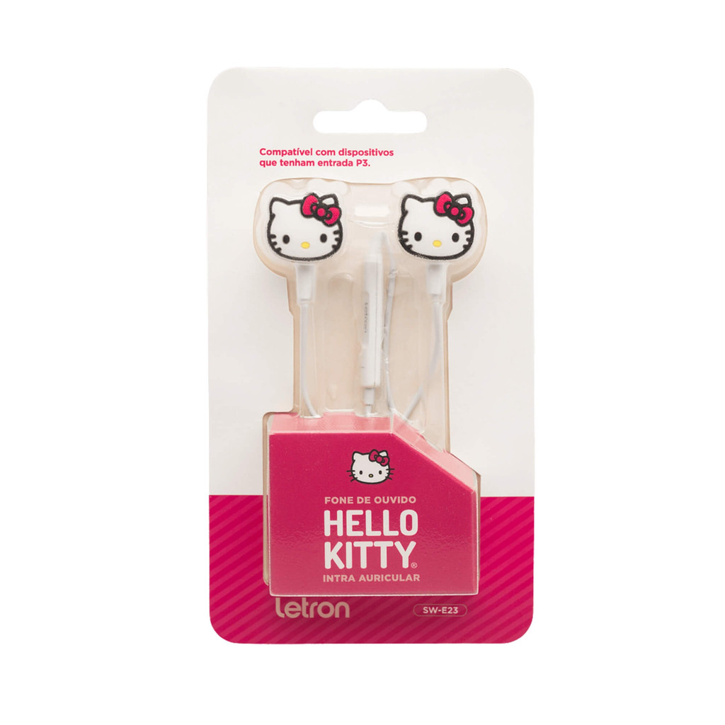 Fone de Ouvido Hello Kitty Intra Auricular com Fio e Microfone Letron Leonora - 94425 em Oferta na Shopee