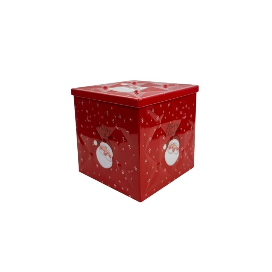 Lata De Metal De Natal - Vermelha - "Merry Christmas" Papai Noel - 15cm - 1 unidade - Rizzo