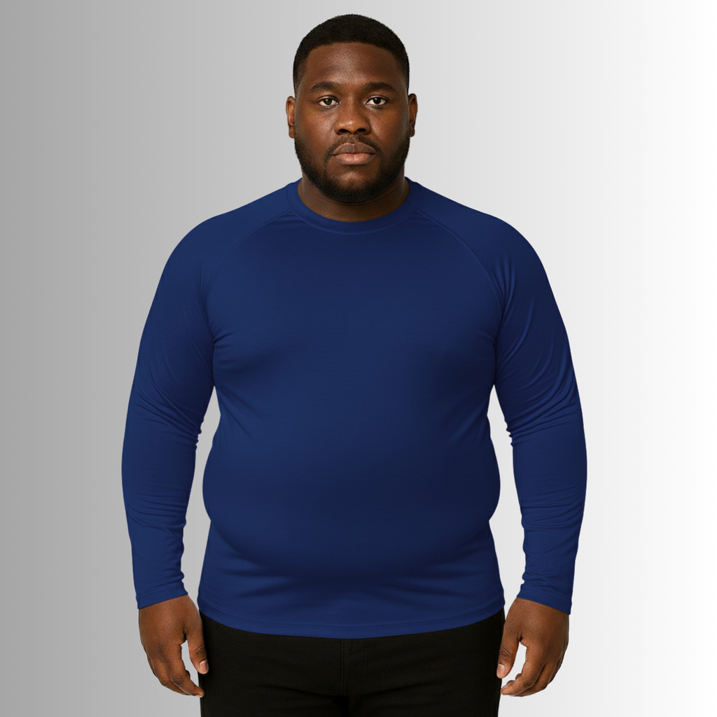 Camisa Plus Size Azul Marinho Proteção Solar 50+ Segunda Pele Tamanhos Especiais do G1 ao G5 Premium