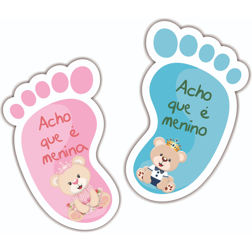 ADESIVOS DE CHÁ REVELAÇÃO PEZINHO  (chá revelação decoração)