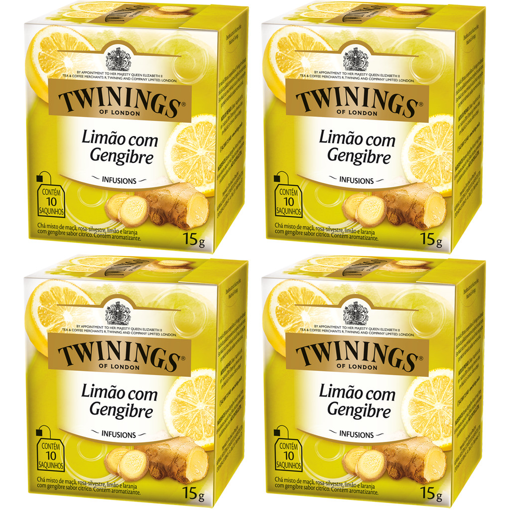 Chá Twinings Limão com Gengibre Kit 4 Caixas 40 Sachês
