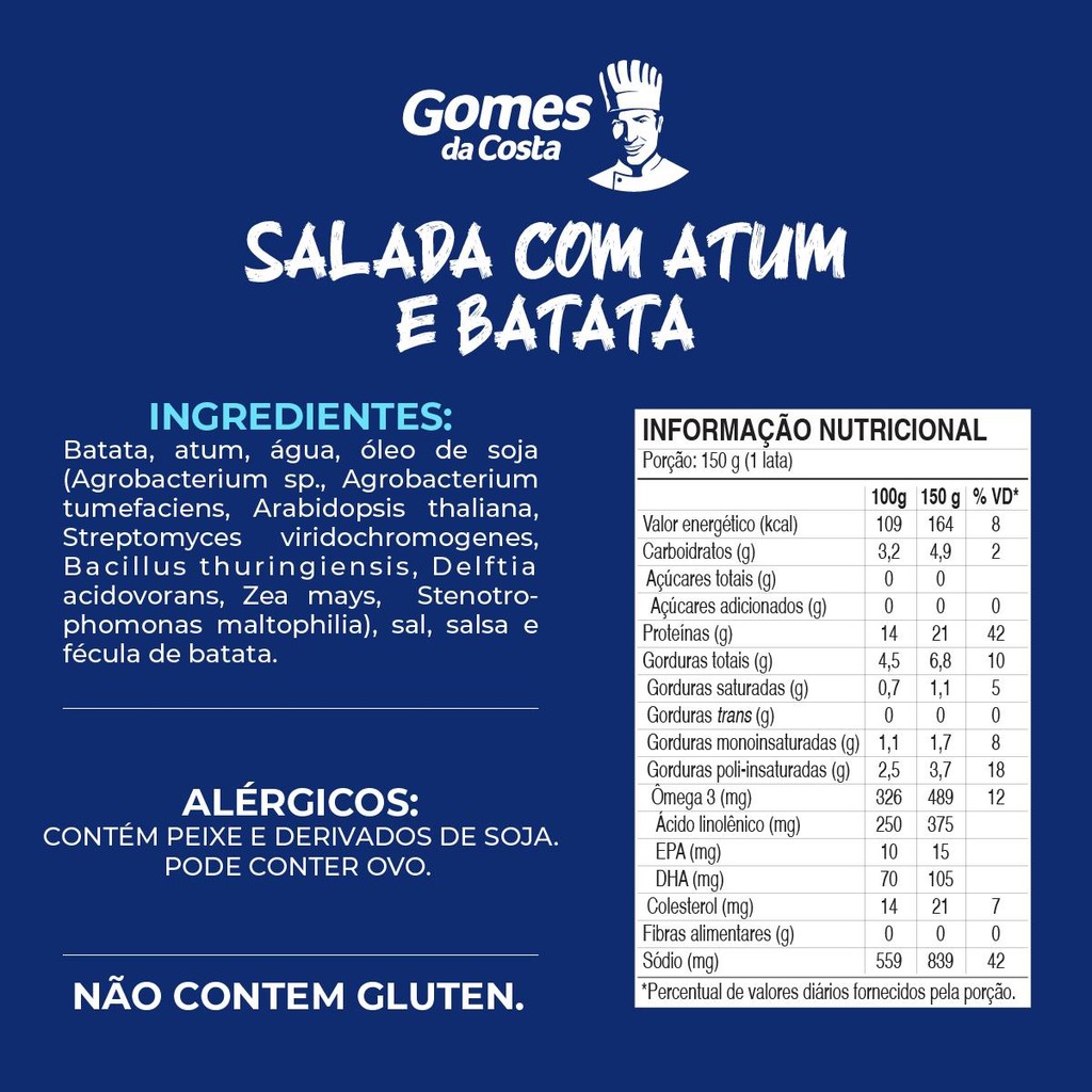 Detalhes do Salada com Atum  e Batata Gomes da Costa 150g  - 5un