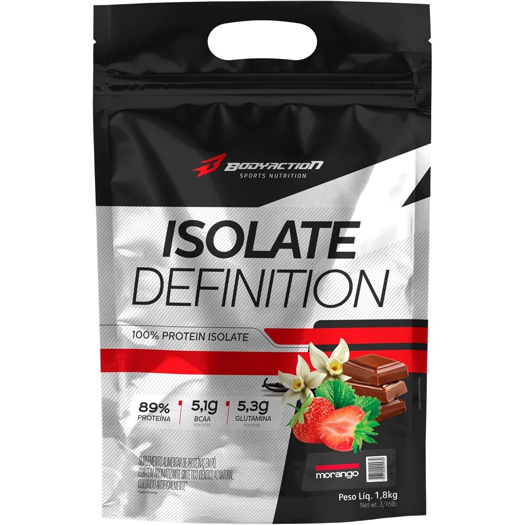 Whey Protein Isolado Isolate Definition 1,8Kg Sabor Morango Bodyaction