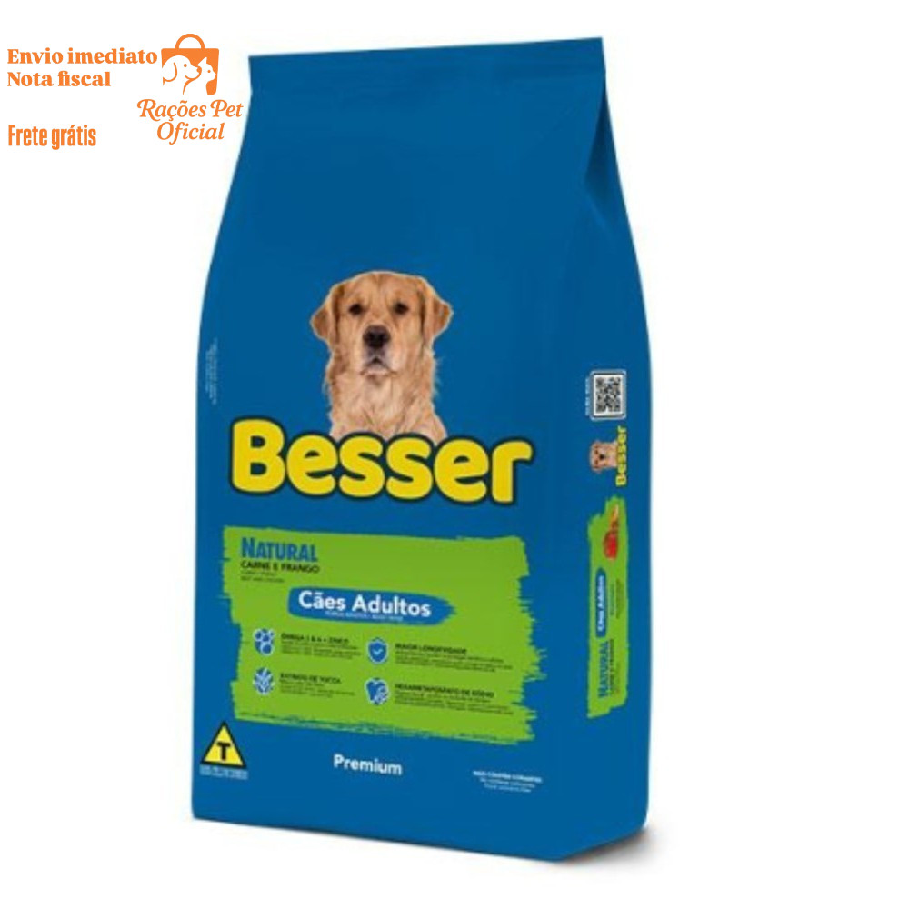 Ração Premium Besser 7kg Para Cachorro Adultos Médio e Grande Porte Carne e Frango
