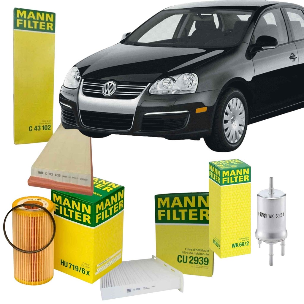 Kit Revisão 4 Filtro VW Volkswagen Jetta 2.5 - 150cv / 170cv - 2006 a 2013 (Mann filter)