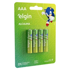 Pilha Alcalina Aaa Palito Elgin Blister Com 4 Unidades