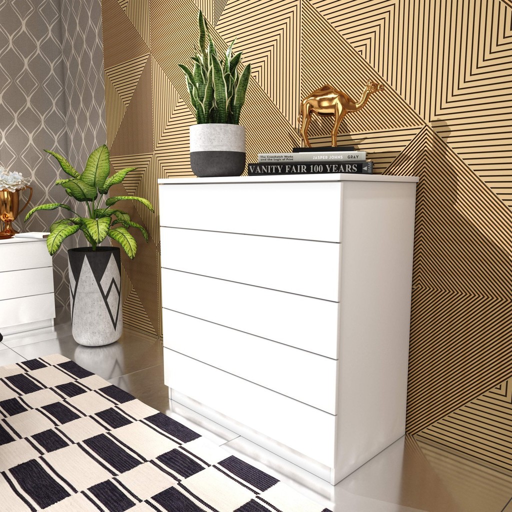 Cômoda 5 Gavetas 86cm Florença em Oferta na Shopee