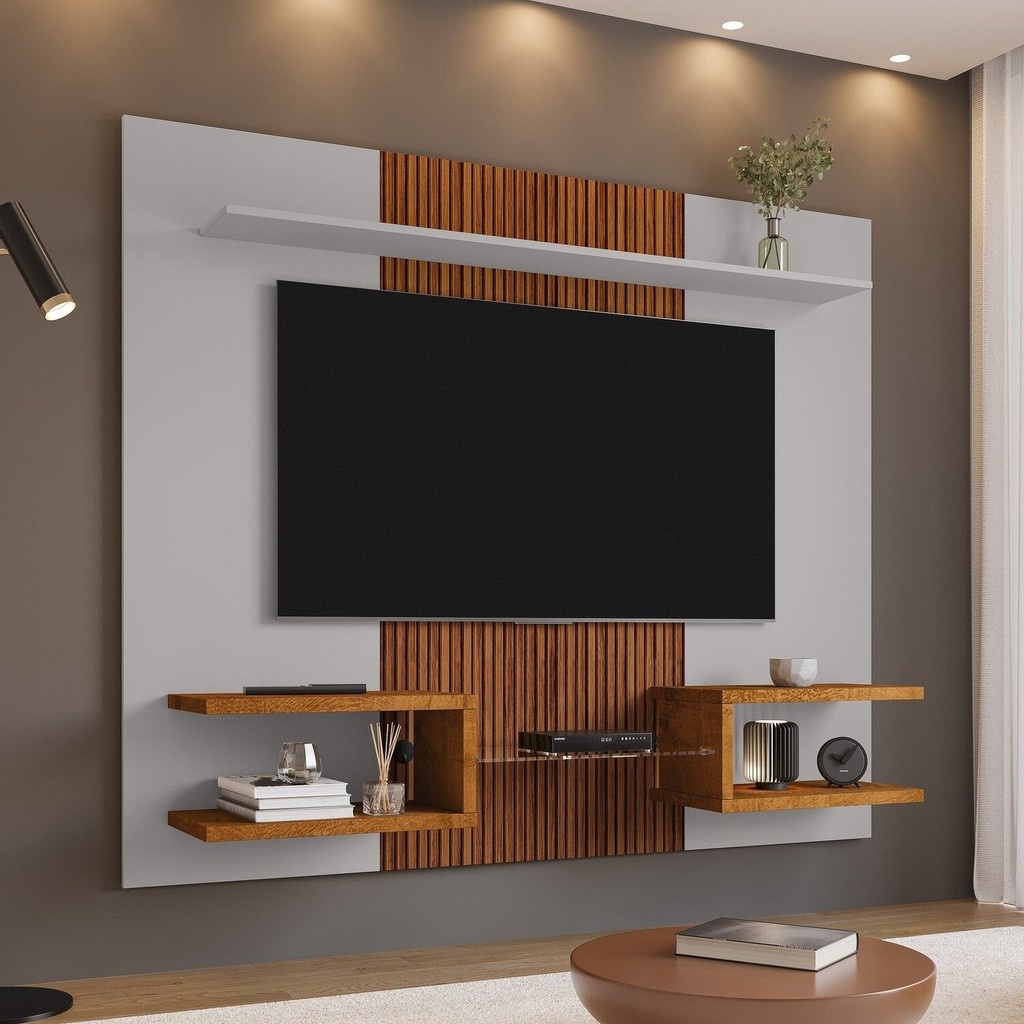 Painel Ripado para Tv até 55 Polegadas Atlas Off White/Naturalle