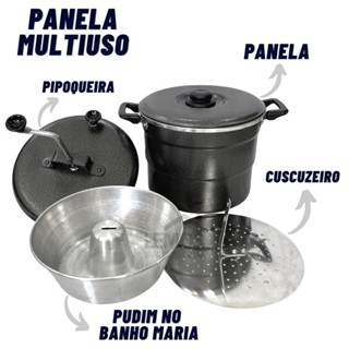 Cuscuzeiro 4 em 1 Em Alumínio N20 Panela Multiuso Pipoqueira Faz Pudim Cuscuz Pipoca em Oferta na Shopee