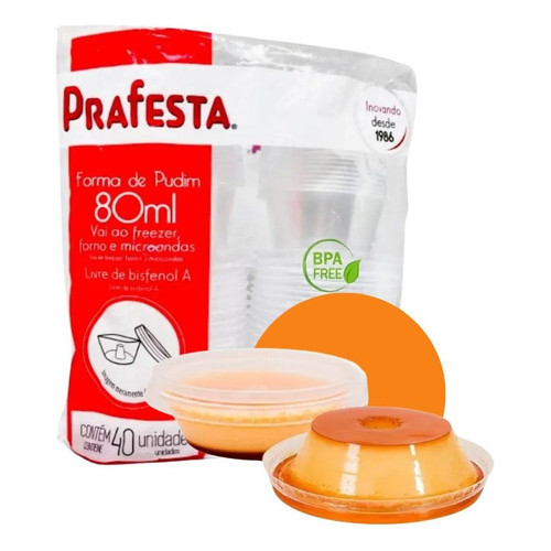 Forma Prafesta Forma De Pudim 80ml Mini Pudim 80ml Fabricado Em Polipropileno Transparente - Kit De 40