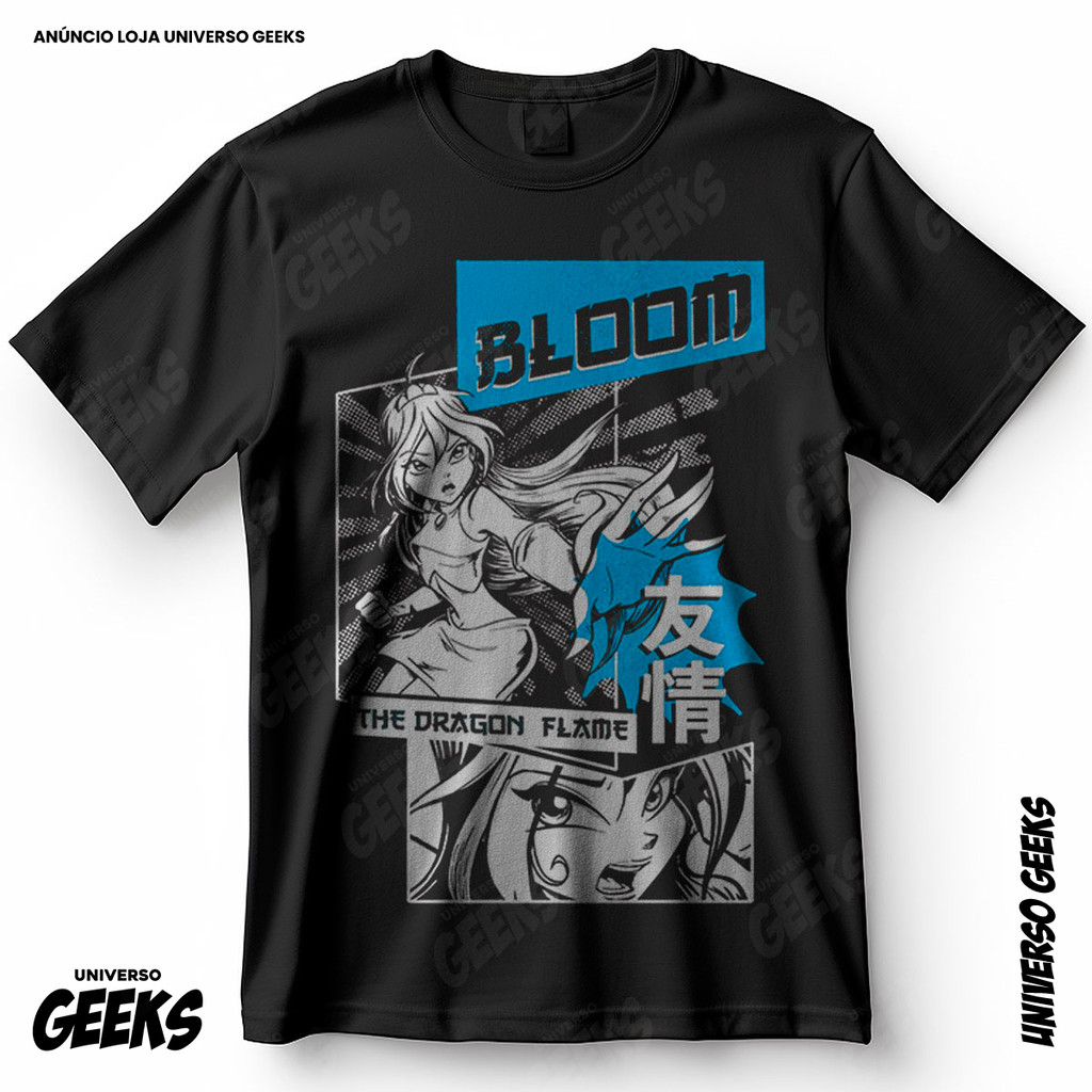 Camiseta Bloom The Dragon Flame Clube Winx Chama Do Dragão Kawaii Fada Fadas Blusa Camiseta De Anime 100% Algodão