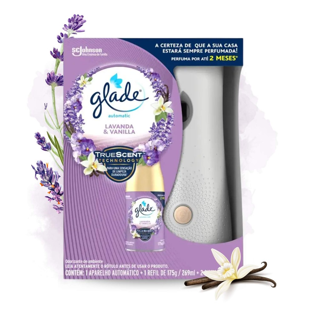 Aromatizador Automatic Glade Lavanda E Vanilla Refil+Aparelh em Oferta na Shopee