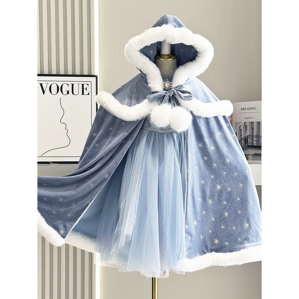 Meninas Elsa princesa vestido de inverno vestido de natal congelado menina aniversário High-End vestido manto