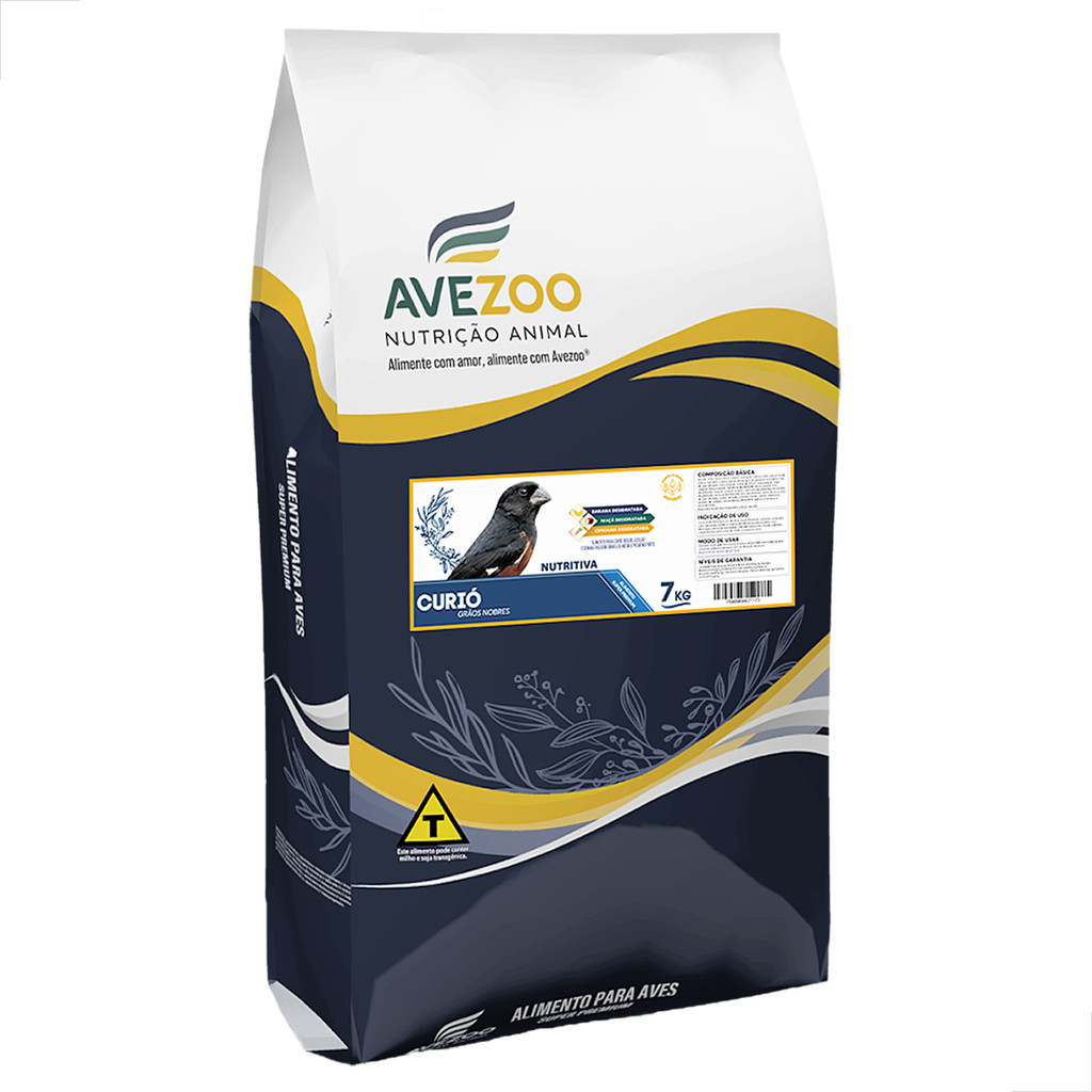 Ração Pássaros Curió Bicudo Avezoo Grãos Nobres Super Premium 7 Kg Alimento Completo Passeriformes