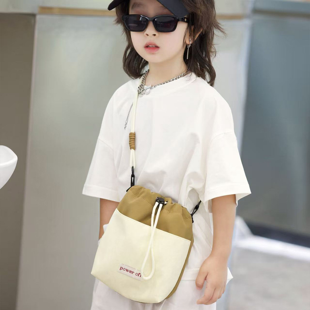 Moda legal cordão pequena bolsa de ombro meninos meninas bonito viagem Diagonal saco primavera moda bebê contraste cor a