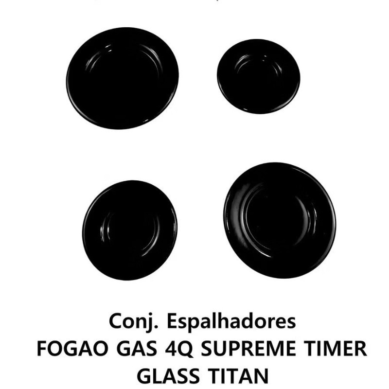 4 Peças Espalhadores Fogão Dako Supreme Glass Titan Timer Vidro 4 Bocas Tampinha Compatível Envio Hoje
