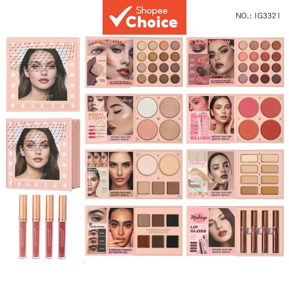 69 Cores, 8 Páginas de Paleta de Maquiagem – 63 Tons para Olhos, Contorno, Brilho Labial, Corretivo, Sobrancelhas,