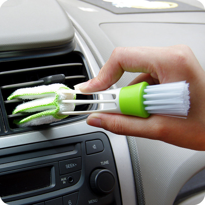 Escova de limpeza de persianas de saída de ar condicionado de carro de duas cabeças Escova multiuso Escova de remoção de