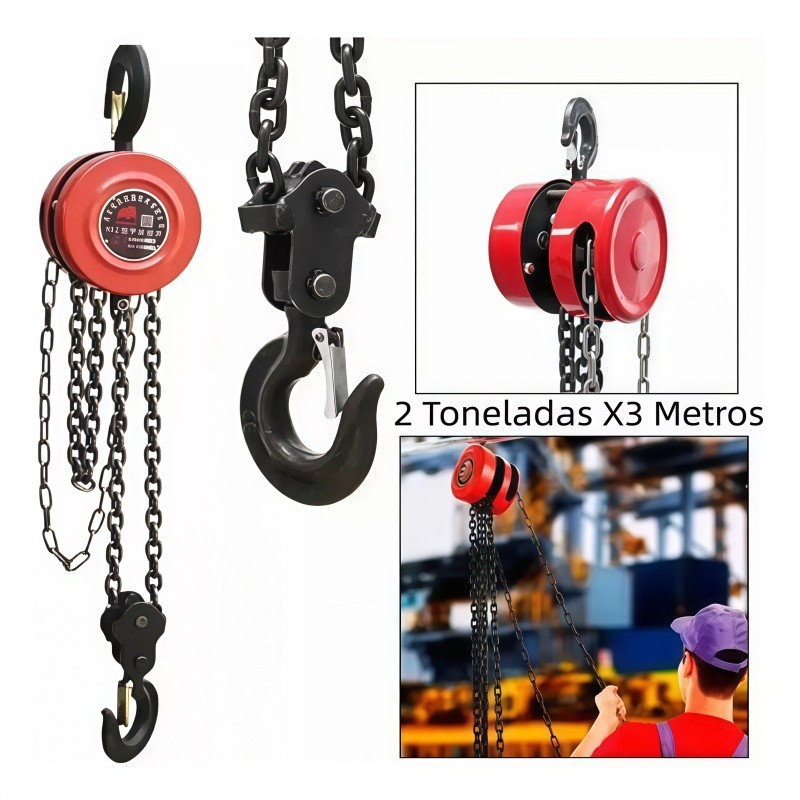 Talha Manual De 2 Tonelada Com Corrente De 3 Metros Cargas Profissional