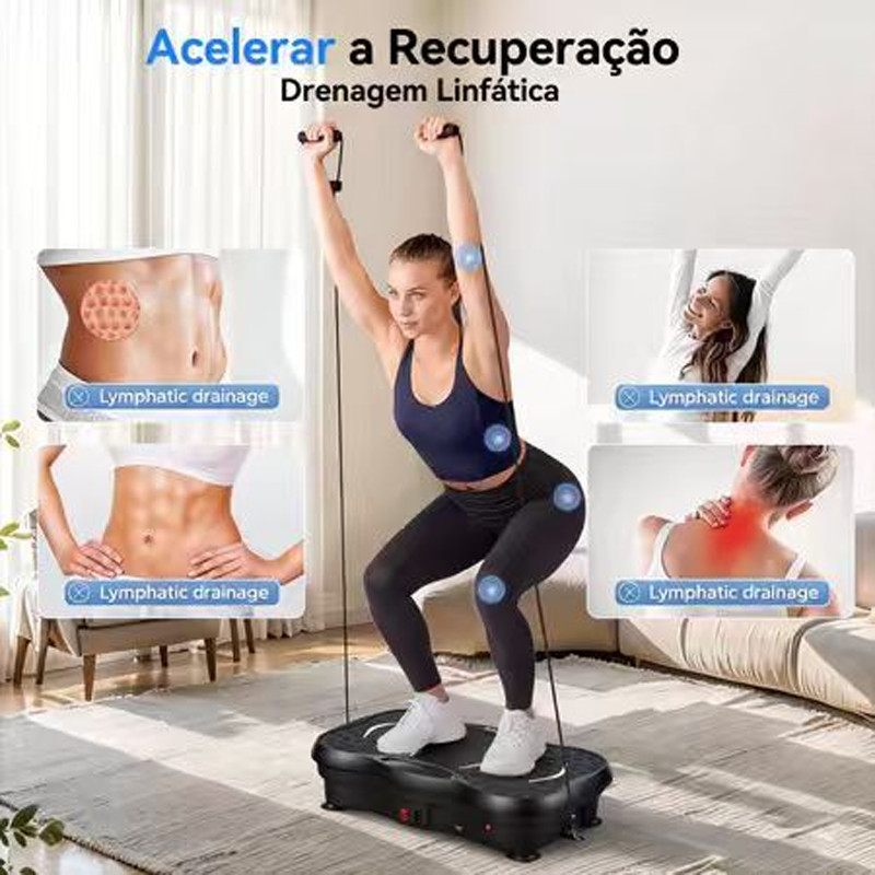 Plataforma Vibratória, Máquina Para Queimar Gordura, Alivia Dores, Tonifica+Até 150kg Com Bluetooth Caseiro