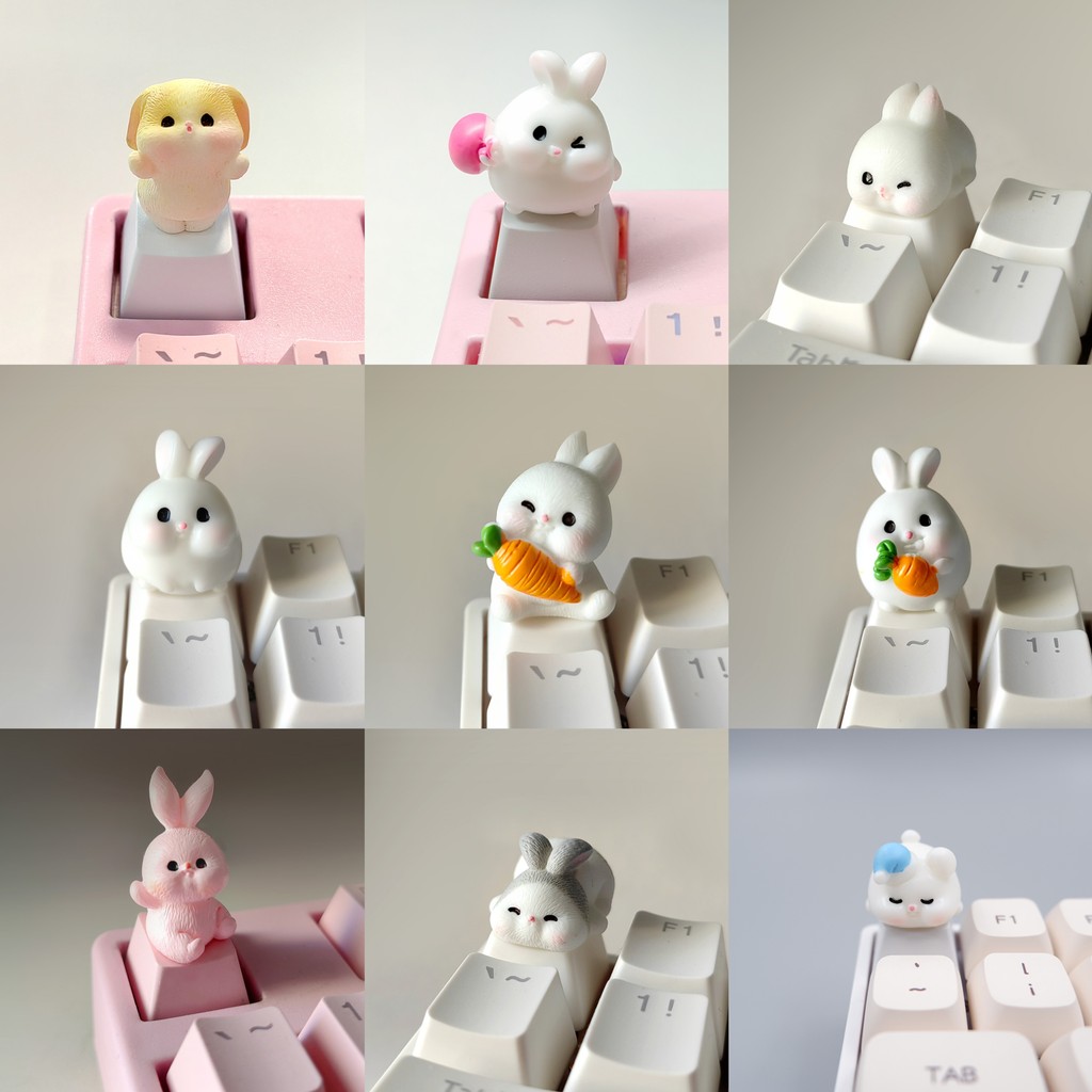 Personalidade Keycap Bonito Dos Desenhos Animados Coelho Keycaps Para Teclado Mecânico Ecs Chave Decoração Presente