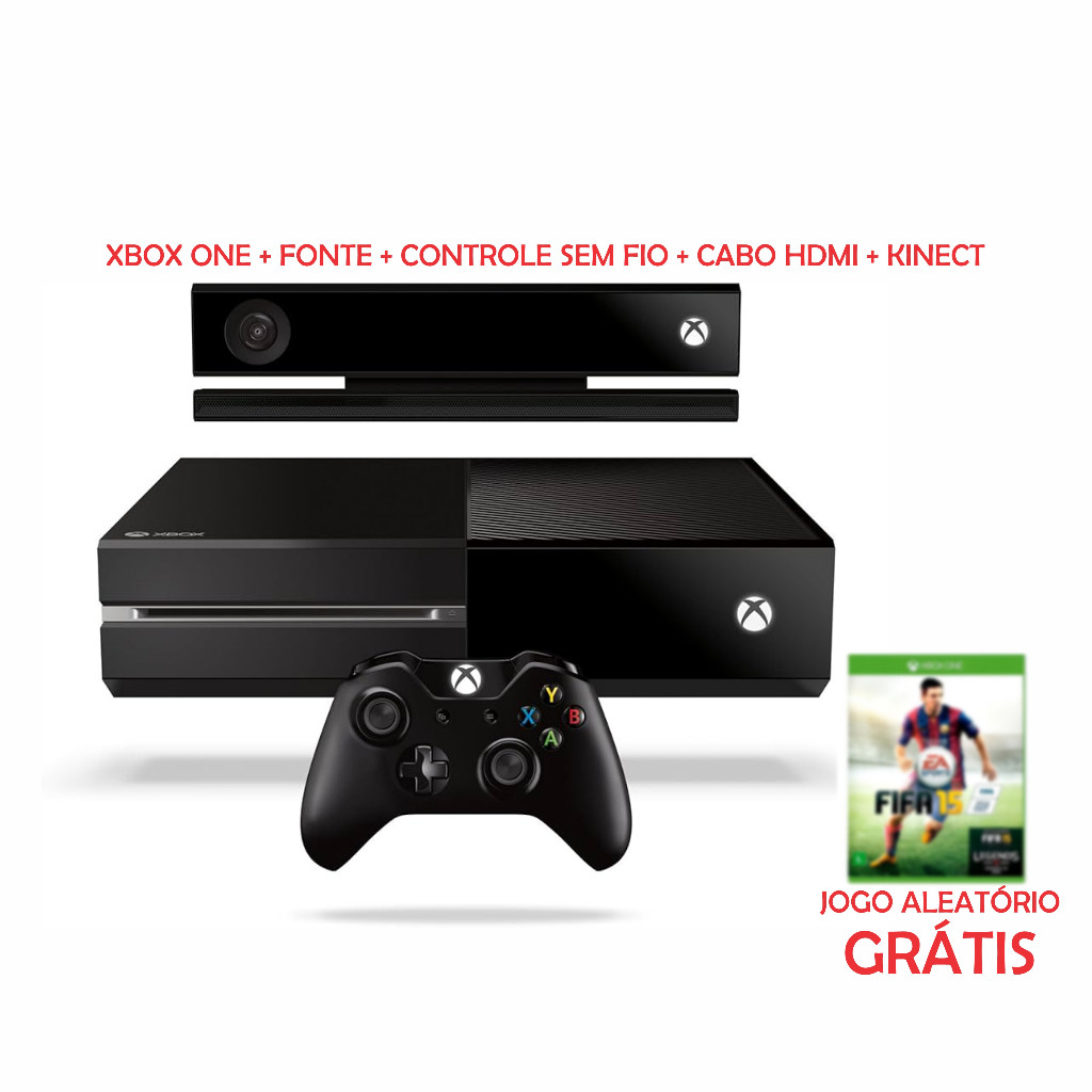 Xbox One FAT  Completo com kinect + Controle Original + Cabo HDMI + JOGO ALEATÓRIO  . Console Videogame Microsoft