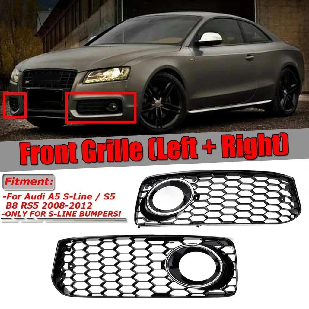 1 Par Frente Do Carro Luz De Nevoeiro Grade Corrida Para Audi A5 S-Line S5 B8 RS5 2008-2012 Favo De Mel Malha Capa