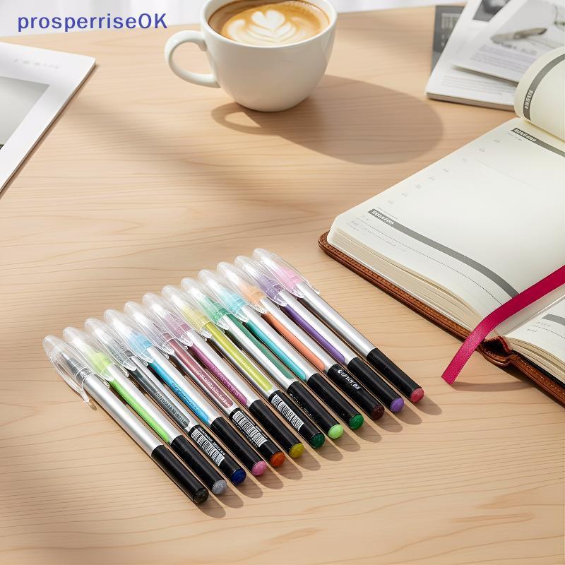 [newpros] Canetas De Gel Com Glitter Para Estudantes 6 12 18 Cores Conjunto De Altas De Vivas Diário Letras Manuais DIY