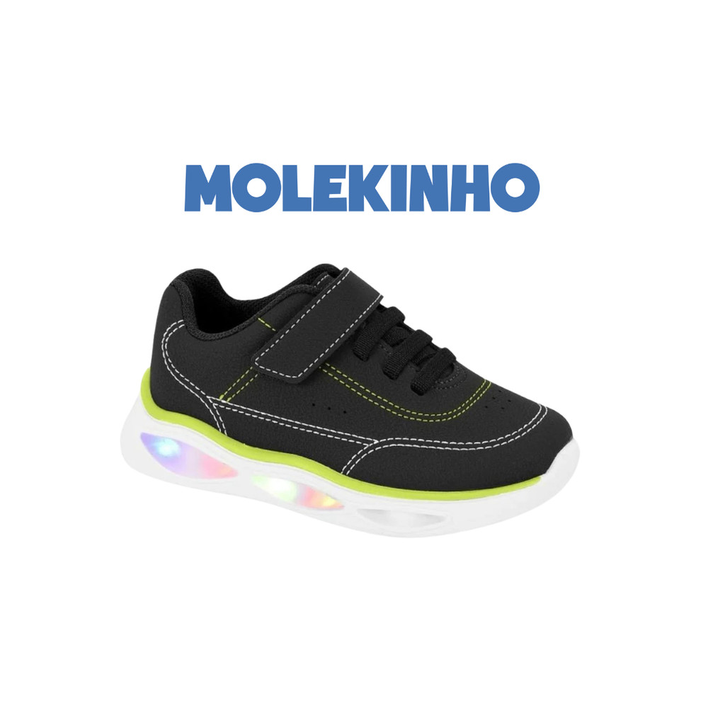 ÚLTIMAS PEÇAS | Tênis Infantil Molekinho Space Light LED 2620.112 com Velcro e Luzinhas